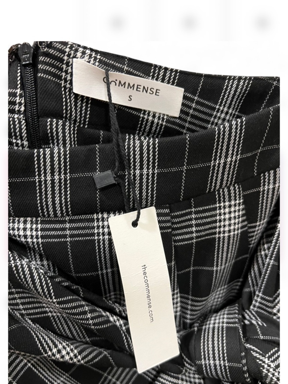 Commense Black & White Plaid Tie-Front Midi Skirt - Picture 3 of 3